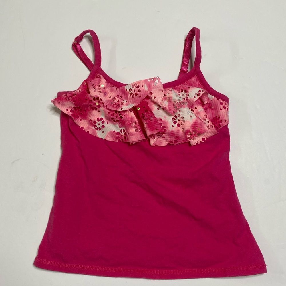 Justice Pink Ruffle Sequin Tank Top | Girls 6/7